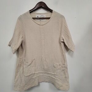 Farmhouse‎ Frocks Womens Gauzy Lagenlook Top Size XS Oversized Minimalist Tunic